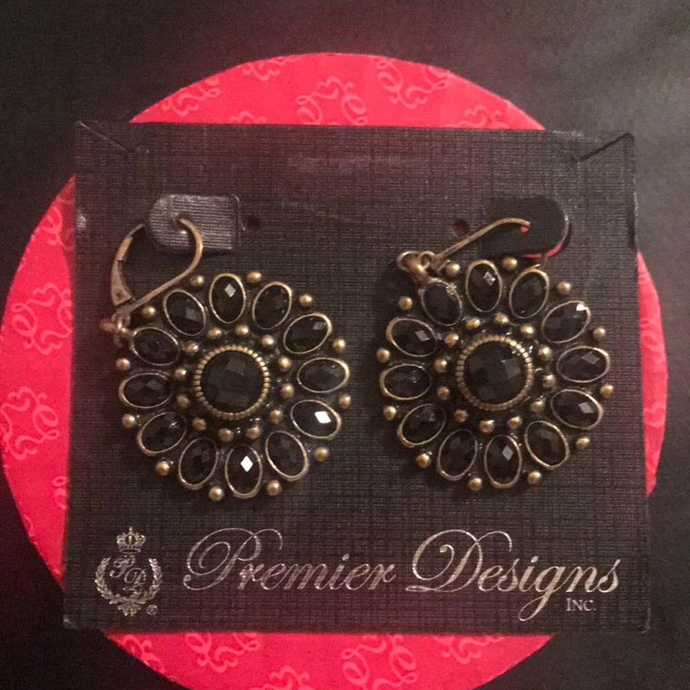 Black and gold flower earnings